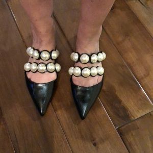 Zara Shoes - Zara basic large pearl embellished slides . Zara Shoes - Zara basic large pearl embellished slides .